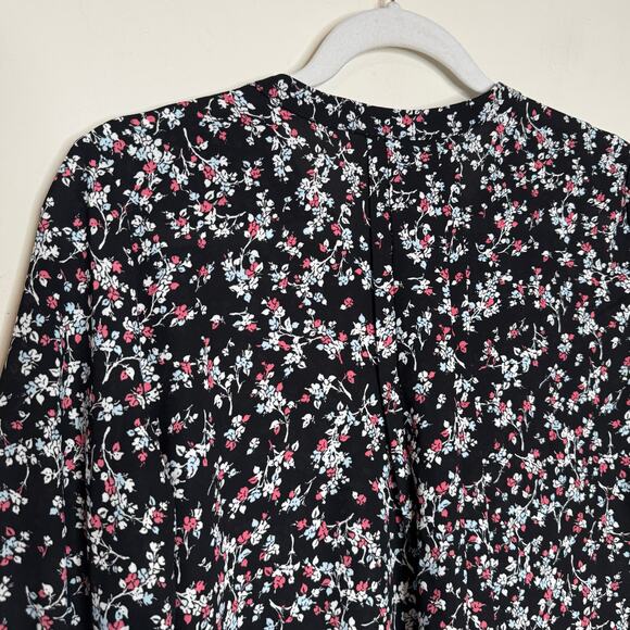 41 Hawthorn Split Neck Blouse Black Floral NWT Size XS 3/4 Sleeve Tops - Picture 6 of 8